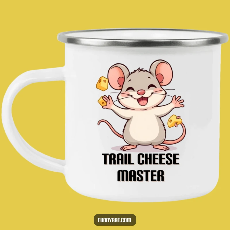 Funny Juggling Rat Enamel Camping Mug - Adventure Fuel with Cheesy Humor