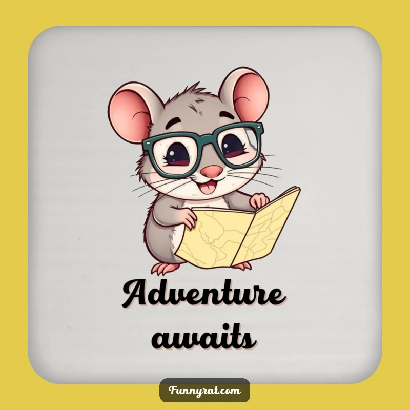Funny Explorer Rat Drink Coaster Set - Protect Surfaces with Curious Charm