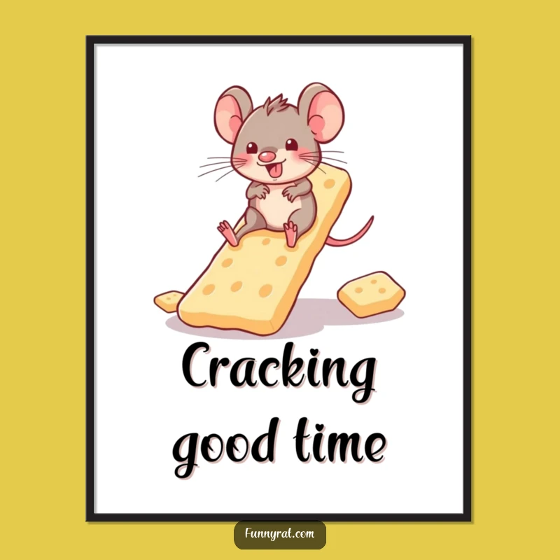 Funny Cracker Slide Rat Art Poster - Whimsical Decor for Playful Spaces