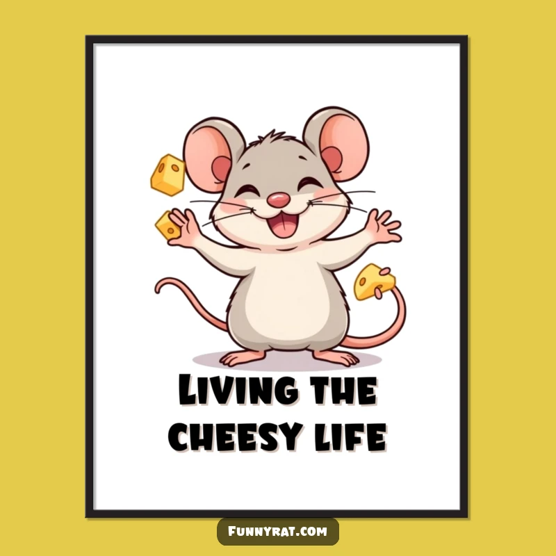 Free Printable Wall Art: Juggling Rat Cheese Masterpiece - Downloadable Decor