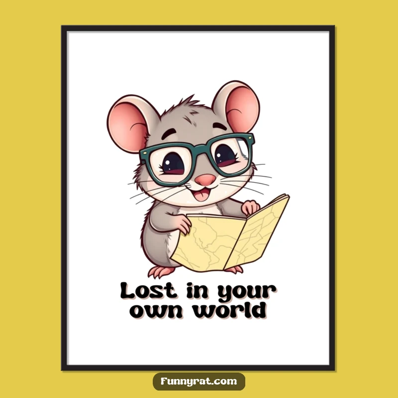 Free Printable Wall Art: Curious Rat's Map Adventure - Downloadable Decor