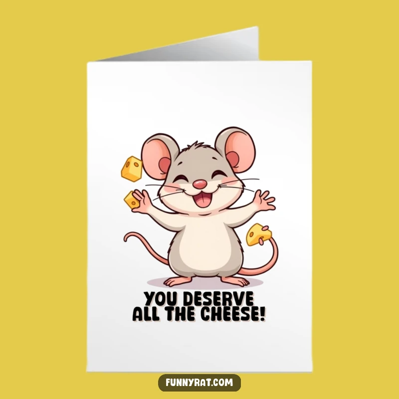 Free Printable Congrats Card: Juggling Rat's Cheesy Victory - Downloadable Gift